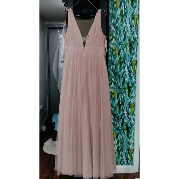 Jenny Yoo Wedding Bridesmaid Gown Blush Pink Tulle Sheer Sarita Dress 16 NWT - Picture 6 of 16